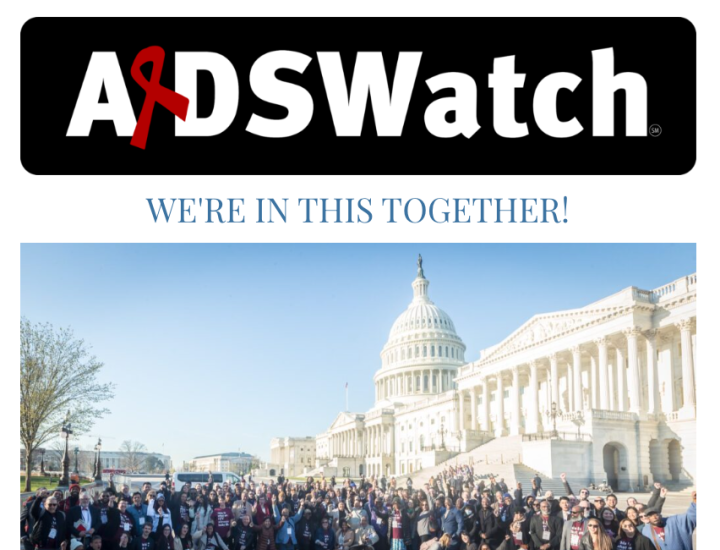 AIDDSWatchLogo and We're in this together tagline above a group photo in front of the Capitol.