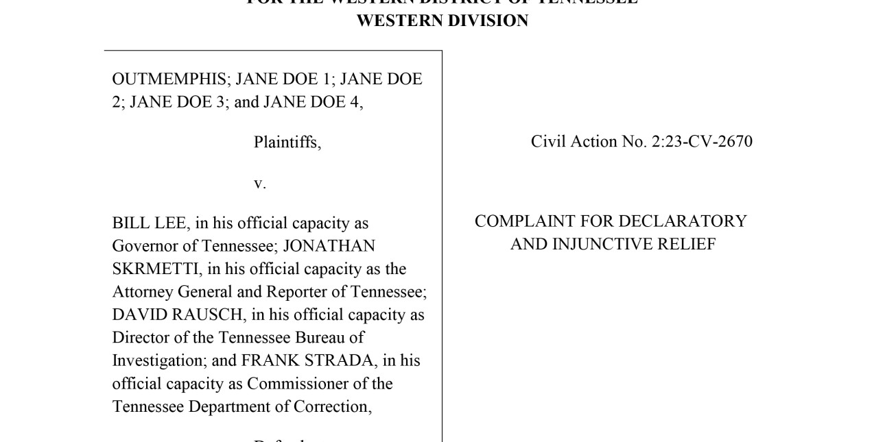 OUTMemphis v. Lee, US District Court for Western District of Tennessee,  ACLU et al. (2023) | The Center for HIV Law and Policy