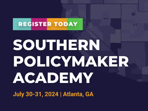 graphical map of the south with the words souther policymaker academy