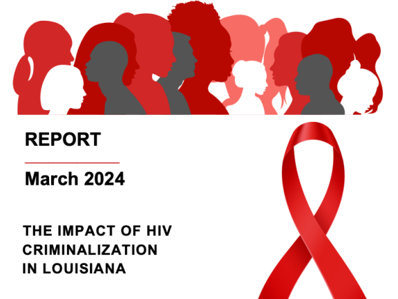 Report cover reading The Impact of HIV Criminalization in Louisiana, Louisiana Coalition on Criminalization and Health (LCCH) (2024)