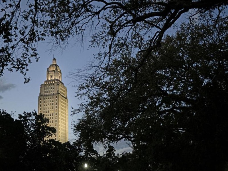The Louisiana State Capitol is seen at dusk on March 11 in Baton Rouge.  STAFF File PHOTO BY HILARY SCHEINUK