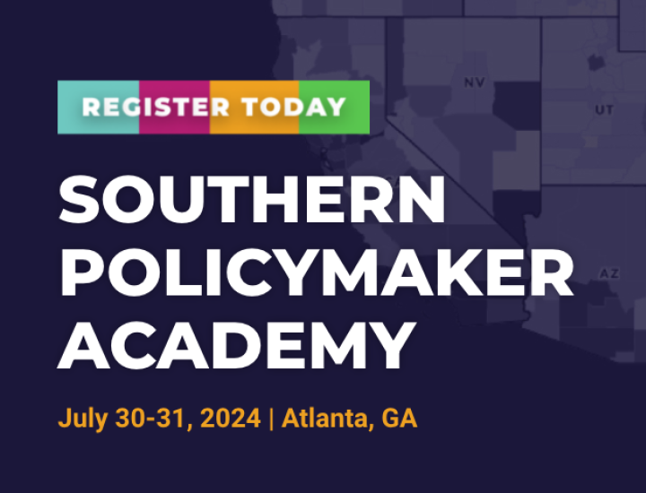 graphical map of the south with the words souther policymaker academy