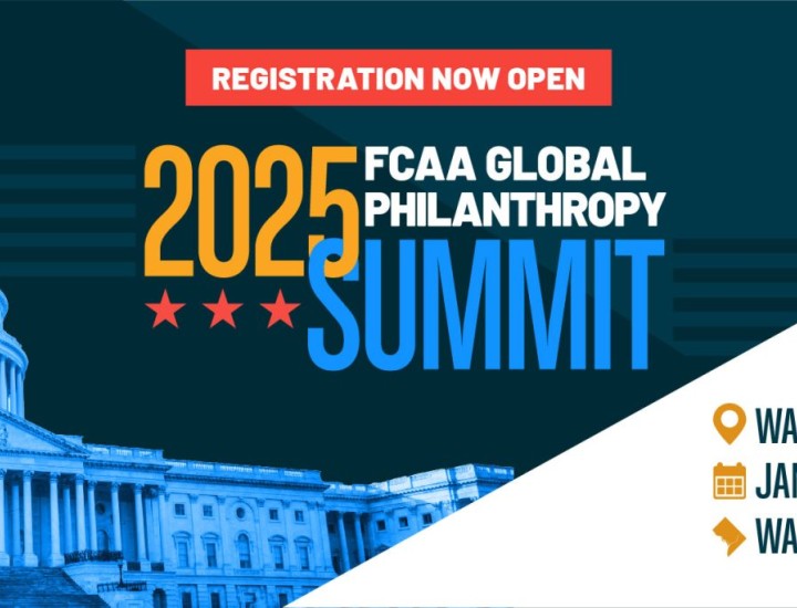 FCAA Event Banner with blue duotone of US Capitol with a red AIDS ribbon and the event title, date, and location.